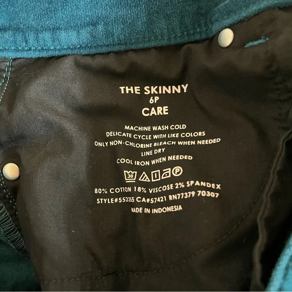 Ann Taylor Petite Skinny Velvet Ankle Pants Teal Blue, size 6P